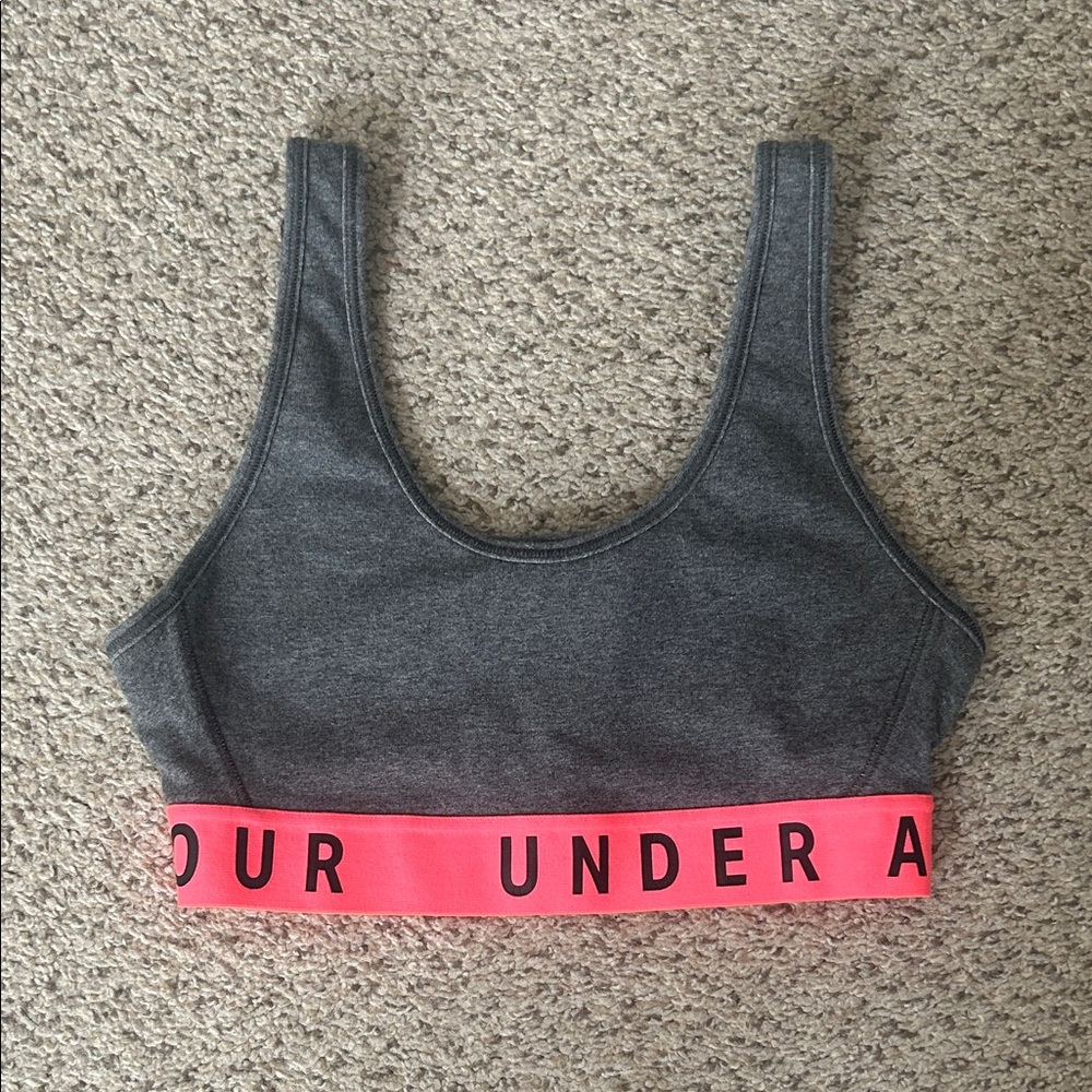 Under Armour Charcoal and Neon Pink Sports Bra
